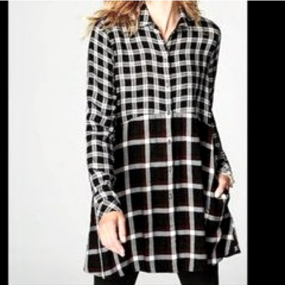 J. Jill Black and White Plaid Tunic